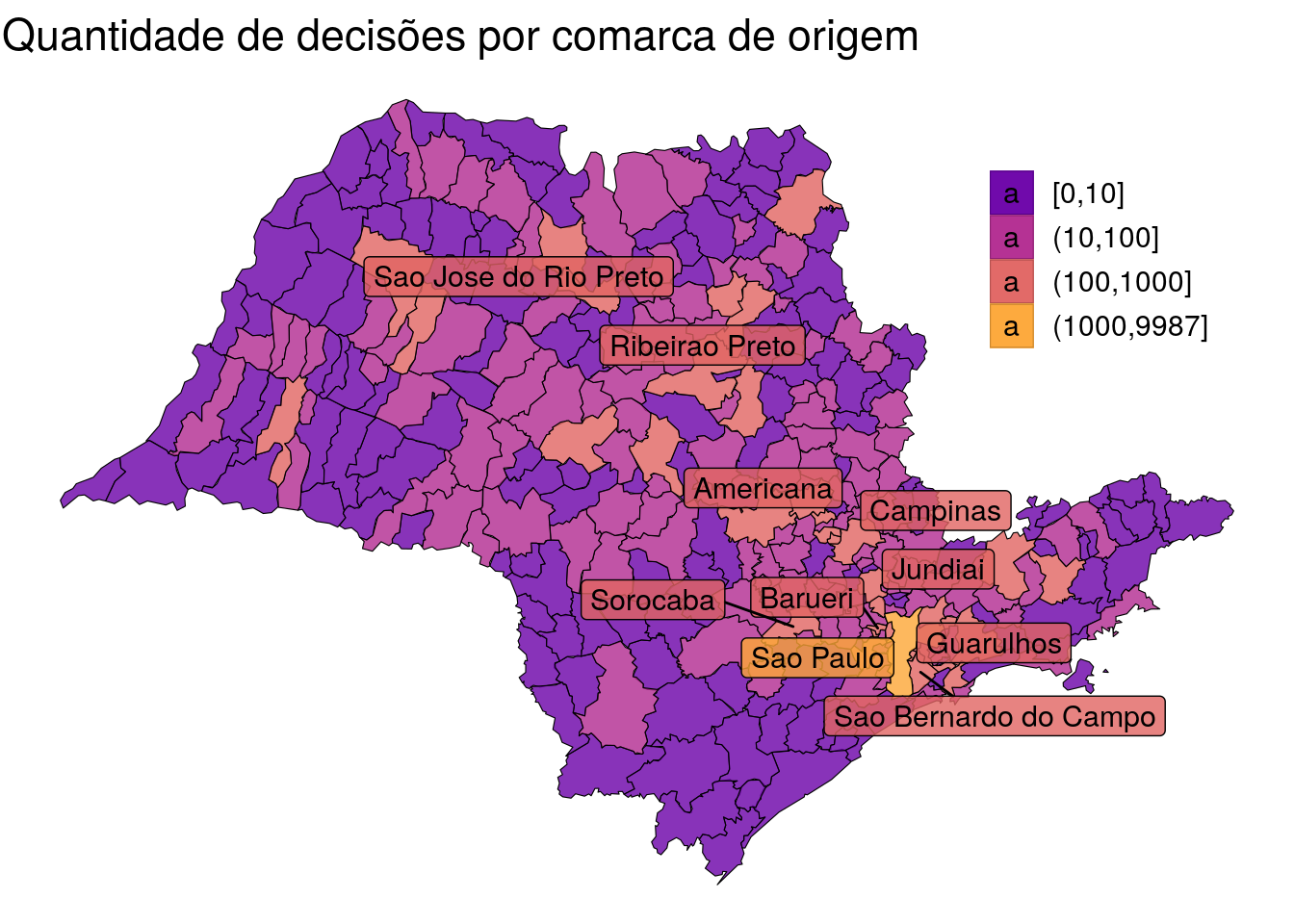 Figura 3: Quantidade de agravos por comarca de origem.